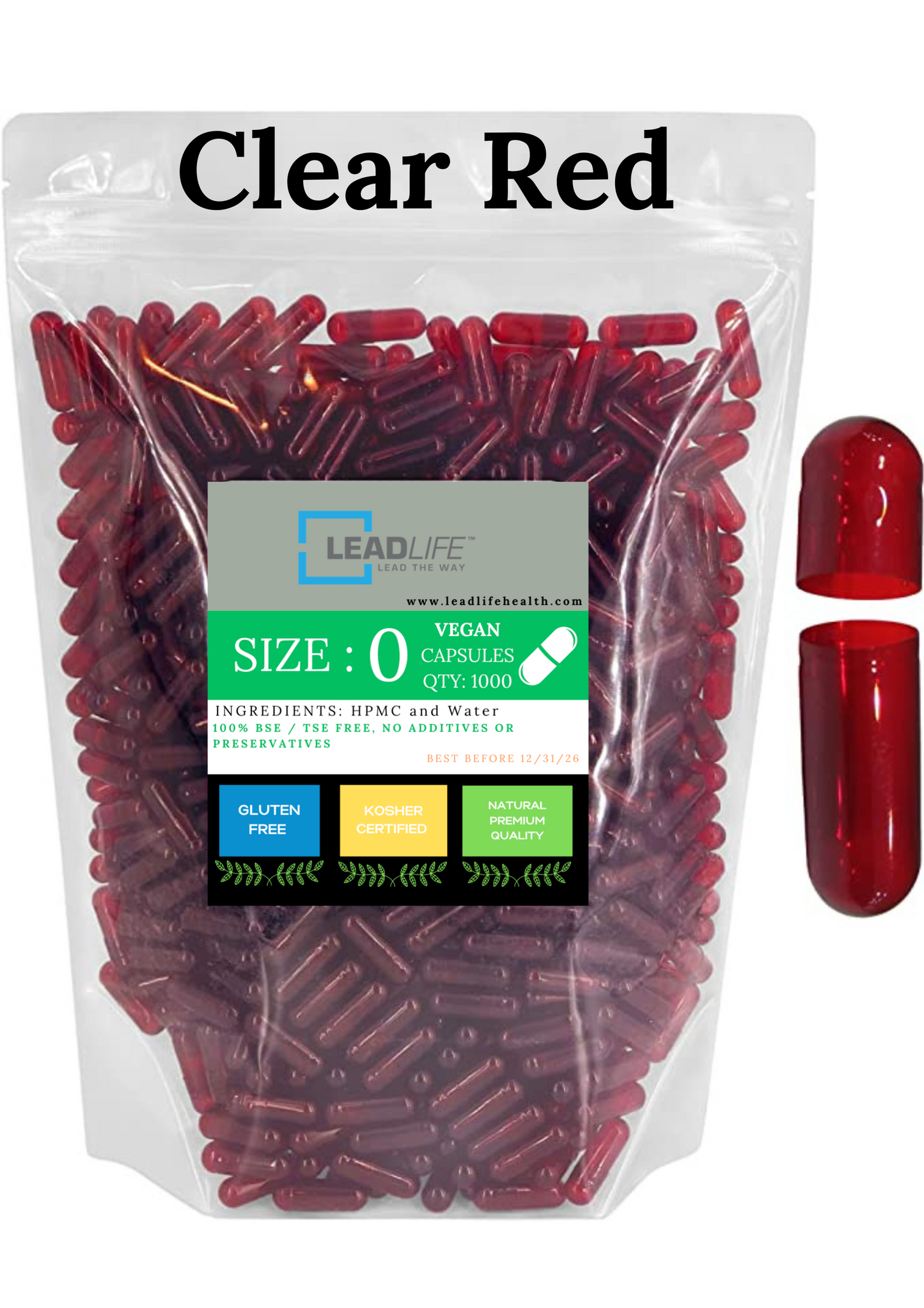 
                  
                    Veggie Pill Capsules in Clear Red
                  
                