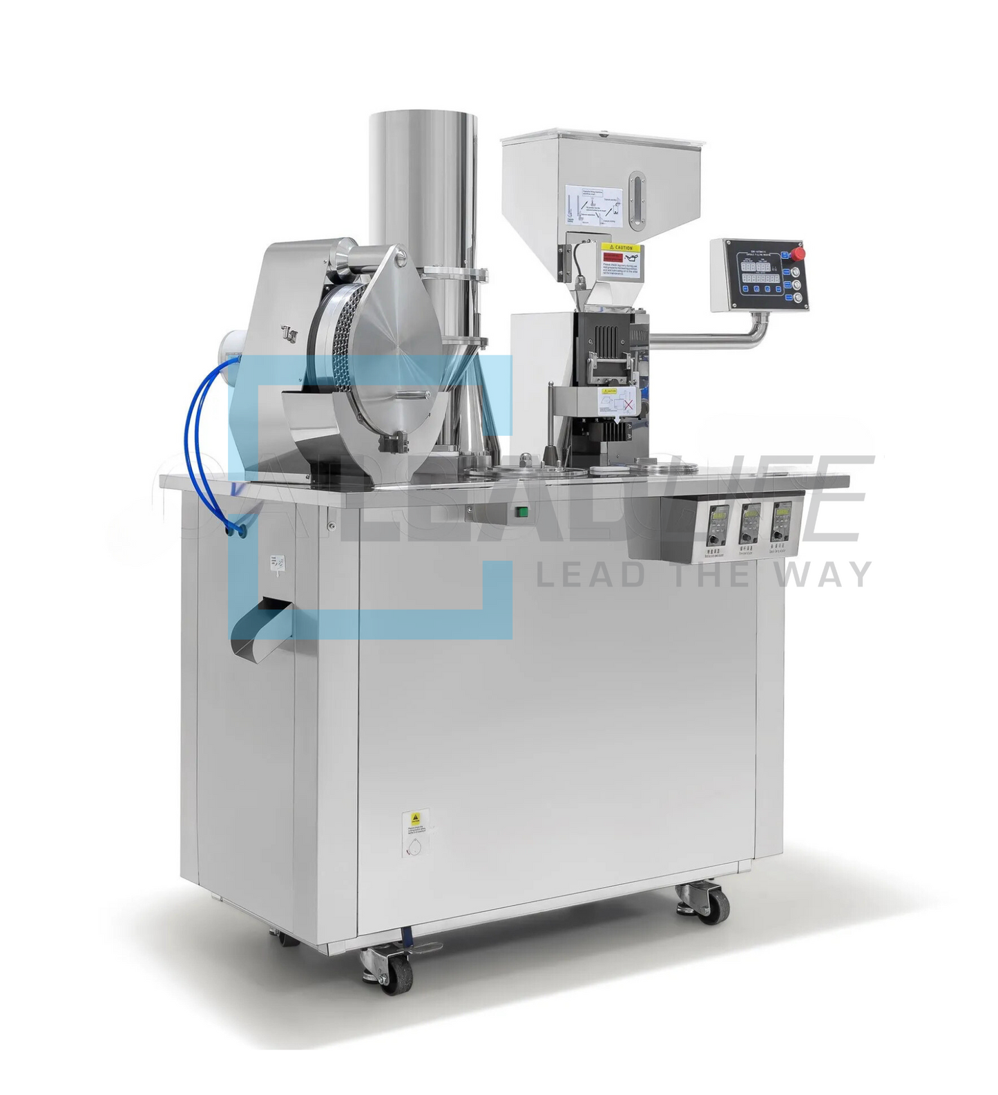 High-performance semi-automatic capsule filling machine with precision dosing, suitable for pharmaceutical and supplement production. Features adjustable filling capacity, stainless steel construction, and user-friendly operation for efficient capsule filling